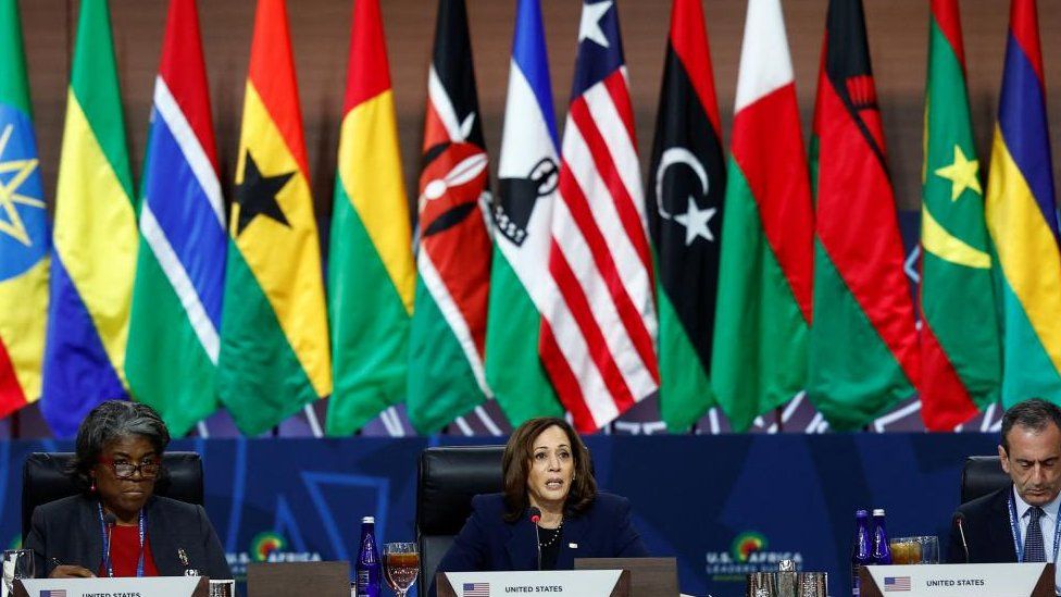 U.S. Vice President Kamala Harris participates in a working lunch on multilateral cooperation during the U.S.-Africa Leaders Summit, in Washington, U.S., December 15, 2022