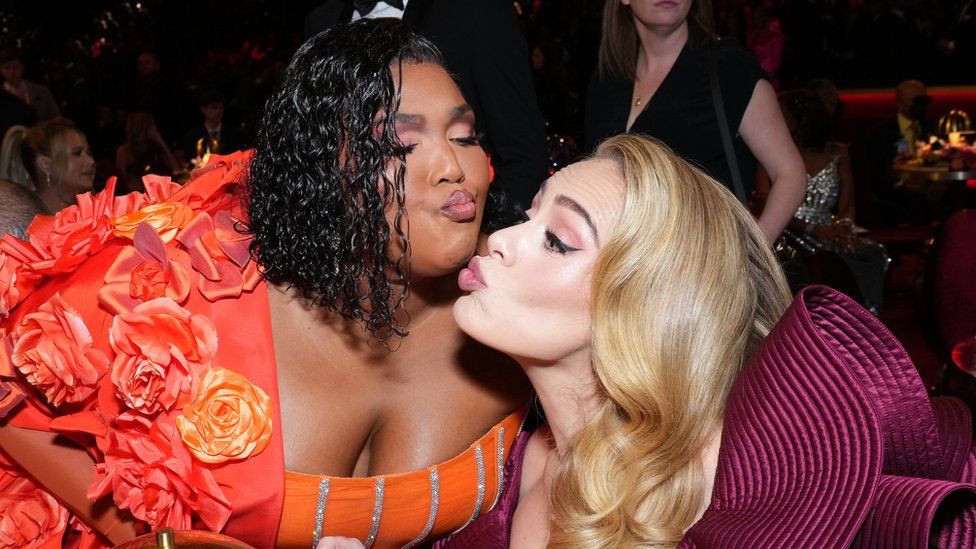 Lizzo and Adele at the Grammys