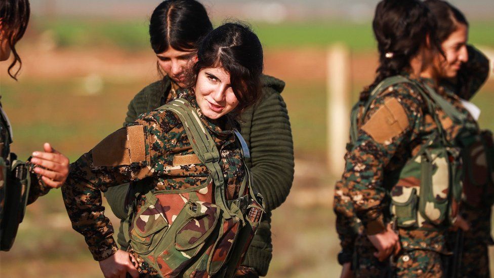 Fighters from the Kurdish women's protection units in northern Syria