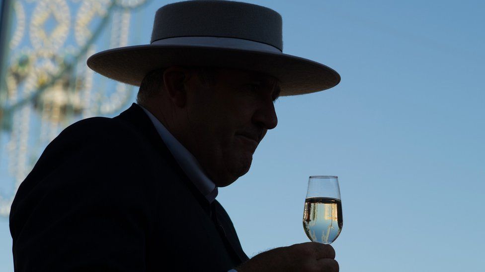 Andalusian man with glass of sherry - file pic