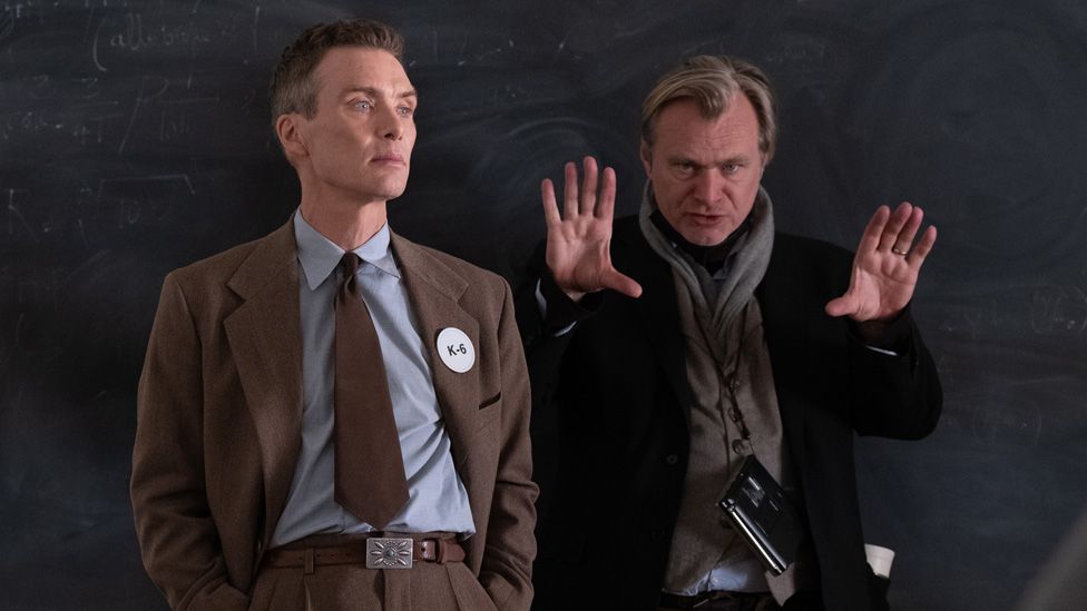 Cillian Murphy and Christopher Nolan on the set of Oppenheimer