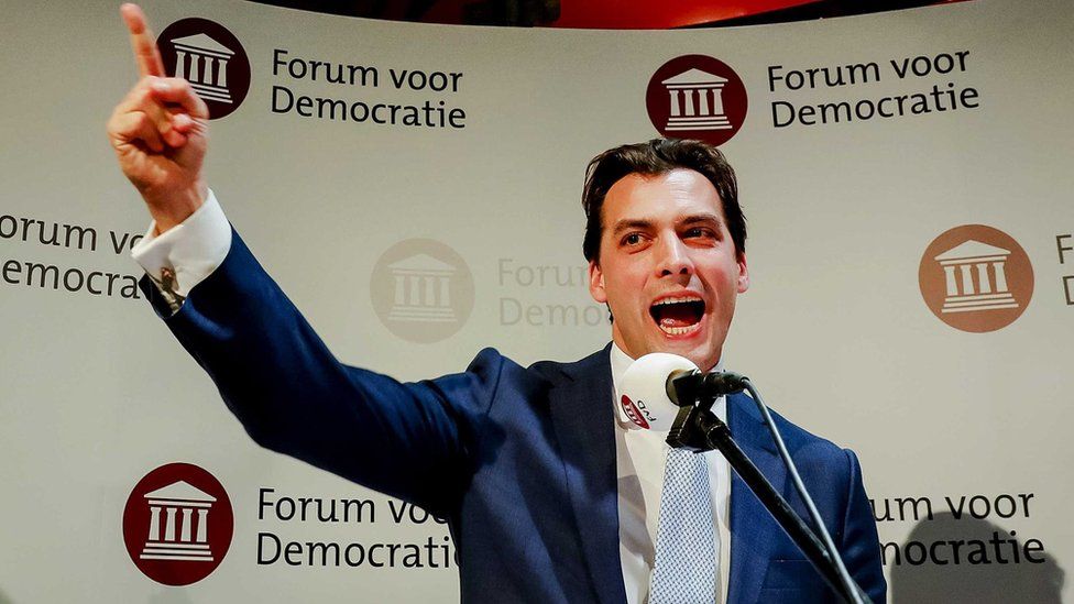 Thierry Baudet of Forum for Democracy during election night in Zeist, the Netherlands, on 20 March 2019