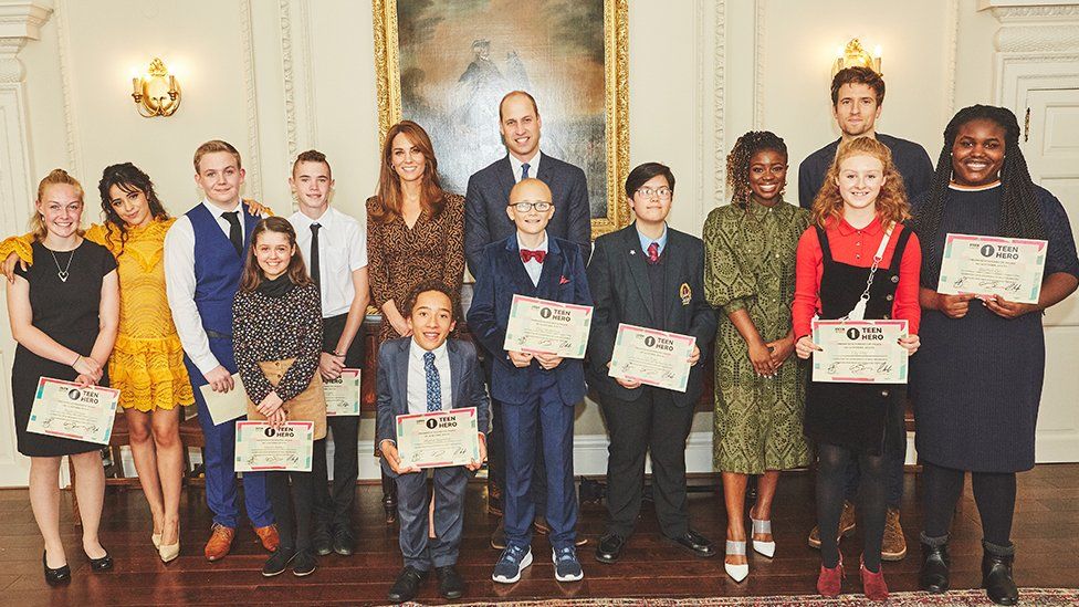 The teen award finalists with Camila Cabello and the duke and duchess of Cambridge