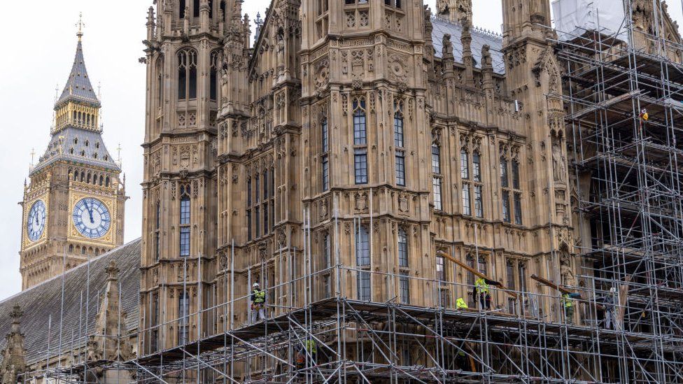 Scaffolding on Parliament in November 2022