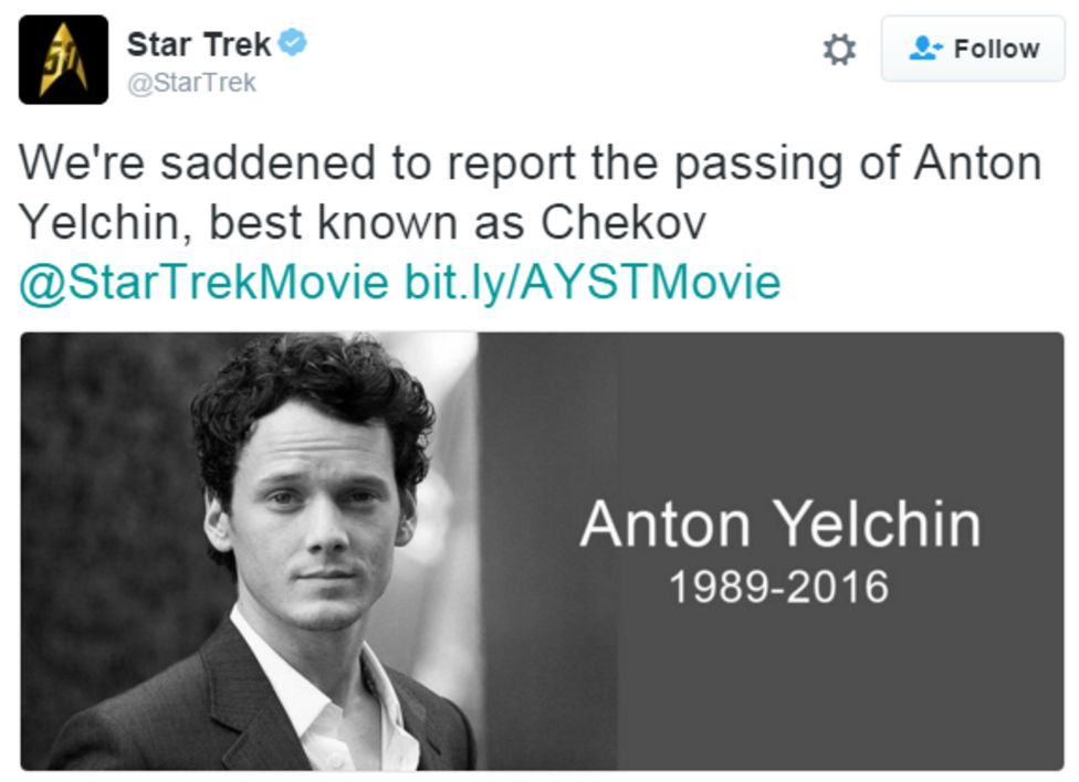 star trek chekov dies in car accident