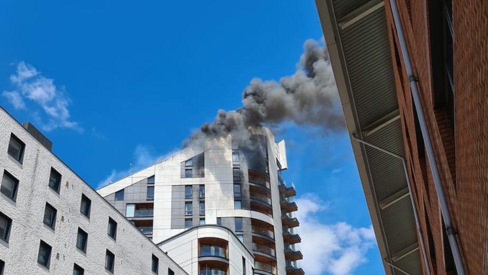 Fire at a tower block in St Mark's Square in Bromley