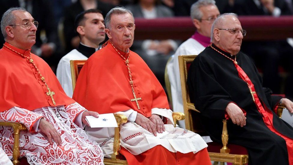 Cardinal Luis Ladaria (centre) of the Congregation for the Doctrine of the Faith signed the response