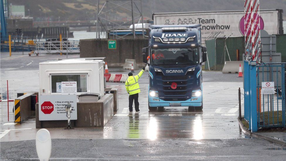Lorry being checked at Larne Port