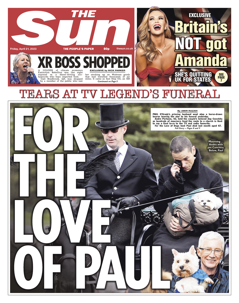 The Sun front page 21 April 2023