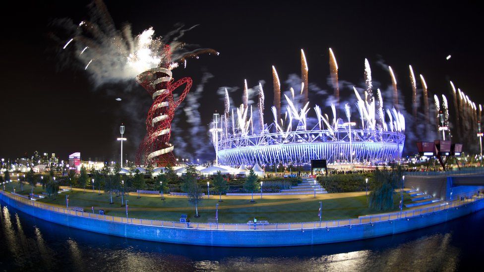 London Olympic Stadium during the opening ceremony to the 2012 summer Olympics