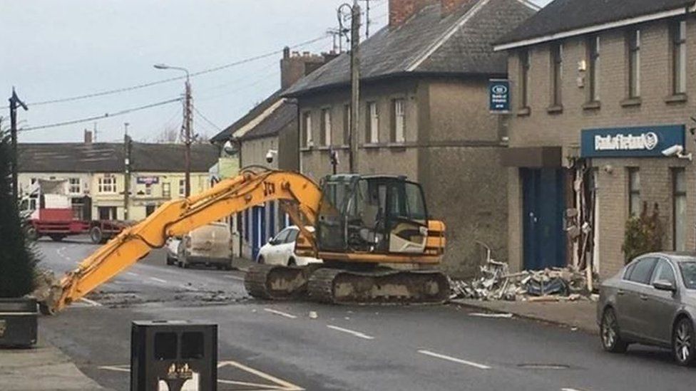 A digger on Main Street in Dunleer