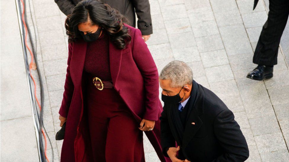 Former First Lady Michelle Obama and former US President Barack Obama at the inauguration