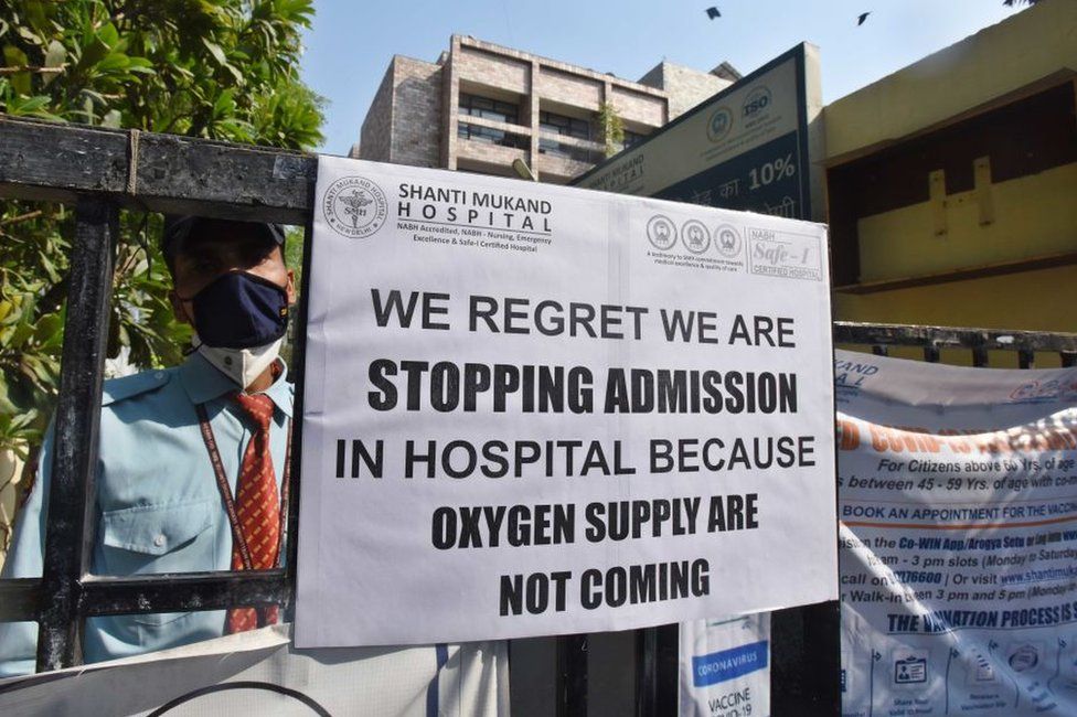 Hospitals in Delhi and other states have been forced to display signs saying they have run out