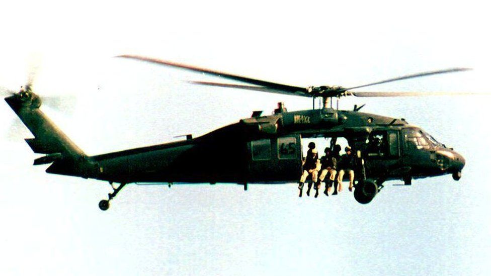 Black Hawk Helicopter flying over Mogadishu