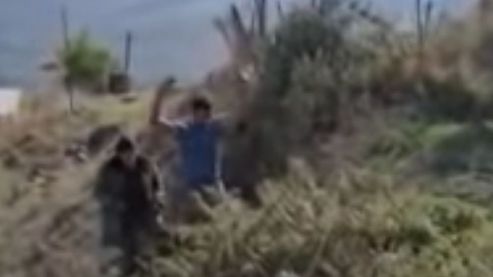Screenshot from a video on social media showing two Armenians being captured in Hadrut
