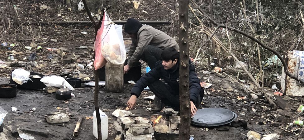 Migrants living rough near Subotica