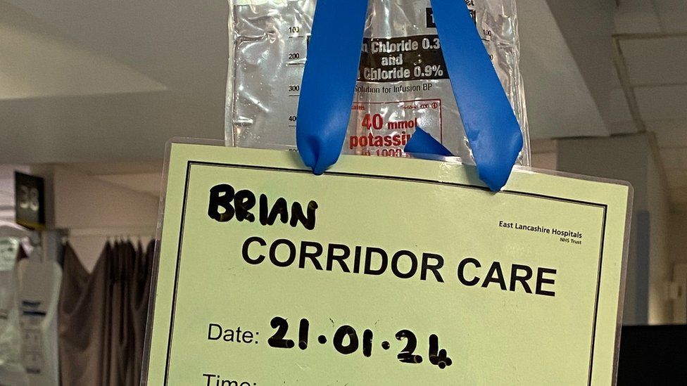 Sign in hospital saying 'corridor care'