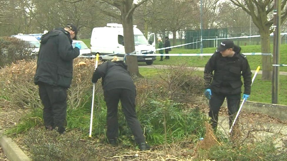 Police officers searching Stamshaw Park