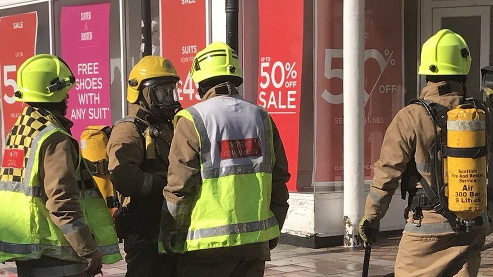 Firefighters at Dorothy Perkins in Dumfries
