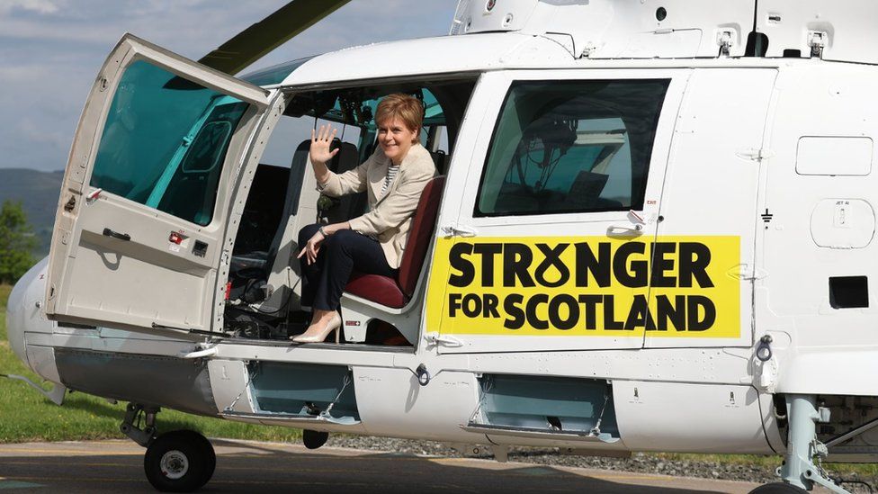 Nicola Sturgeon in helicopter