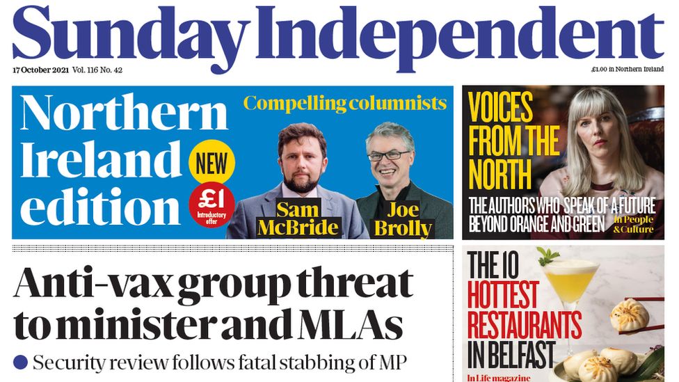 Sunday Independent front page