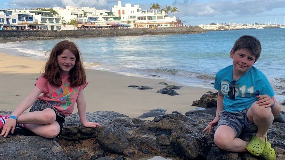 Ellie Hair's children on holiday in Lanzarote