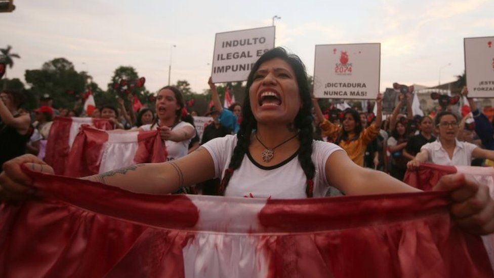 Protesters rally in Lima, Peru. Photo: 11 January 2018