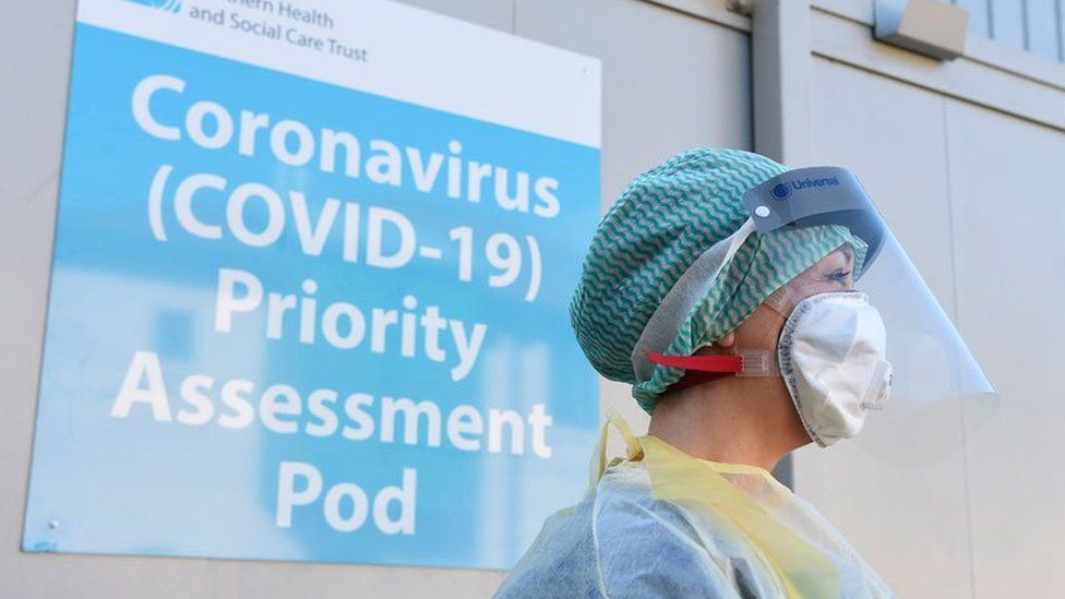 Nurse outside a Covid-19 assessment pod in Northern Ireland