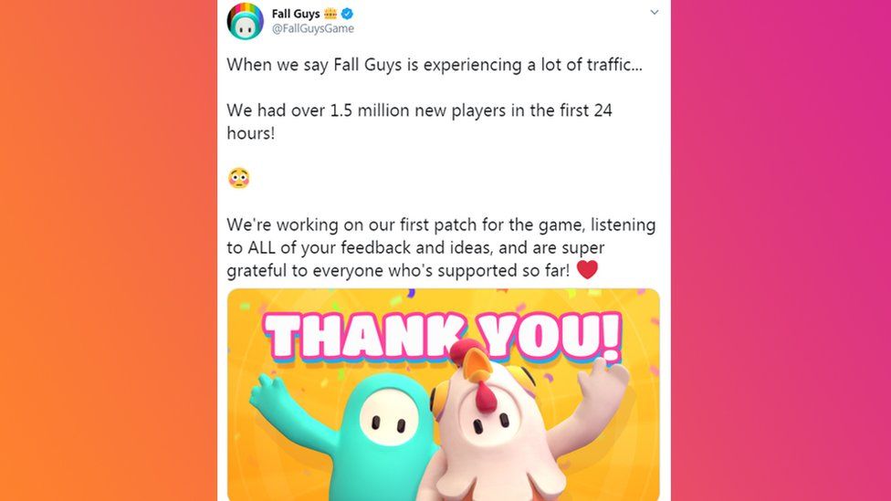 Fall Guys Servers Overwhelmed By 1 5 Million Players On Launch Day Cbbc Newsround - roblox on twitter if you want to take down the competition