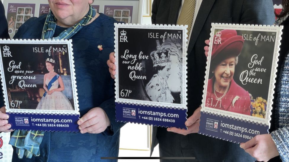 Enlarged Manx stamps honouring the Queen's Platinum Jubilee
