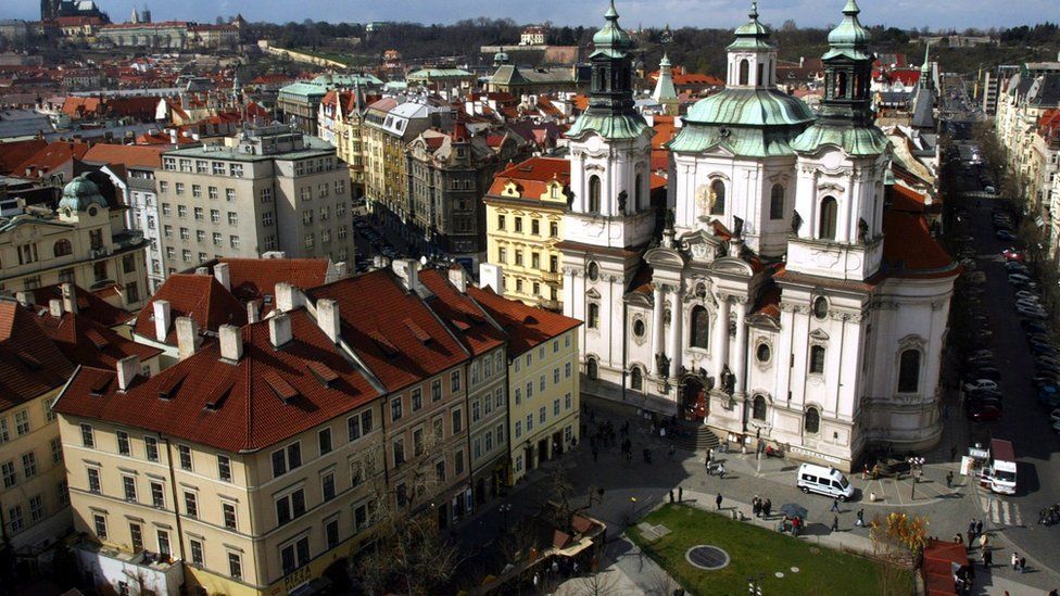 A general view of the old town of Prague with the St. Nicholas church in the foreground is given in this April 5, 2004 file picture.