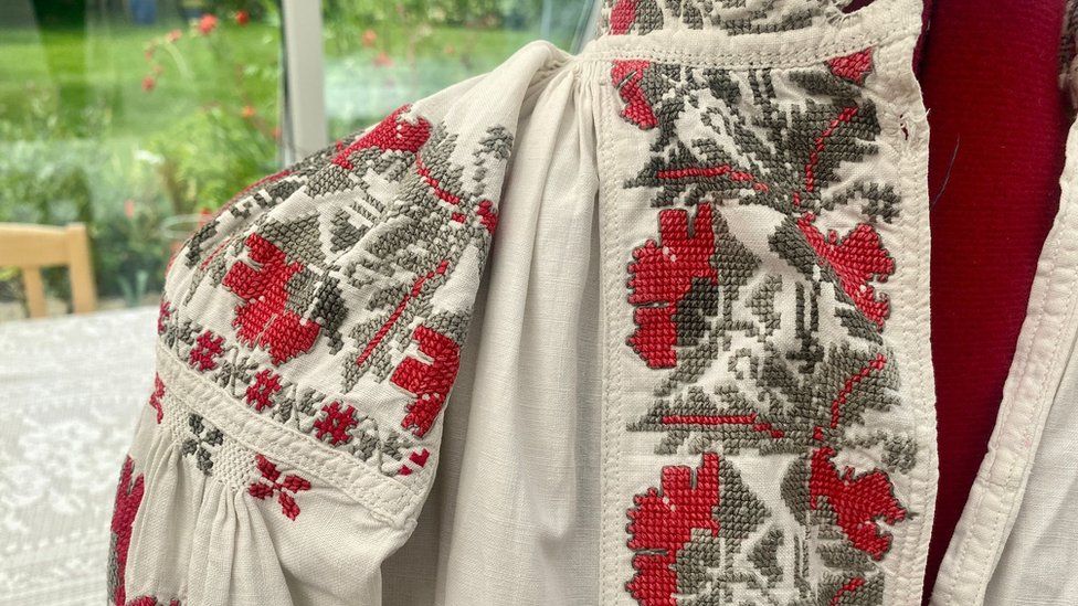Embroidered sleeve on a Vyshyvanka outfit