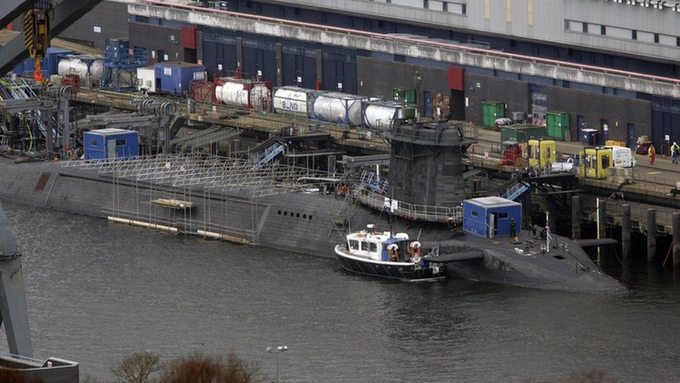 Trident nuclear submarine at Faslane naval base