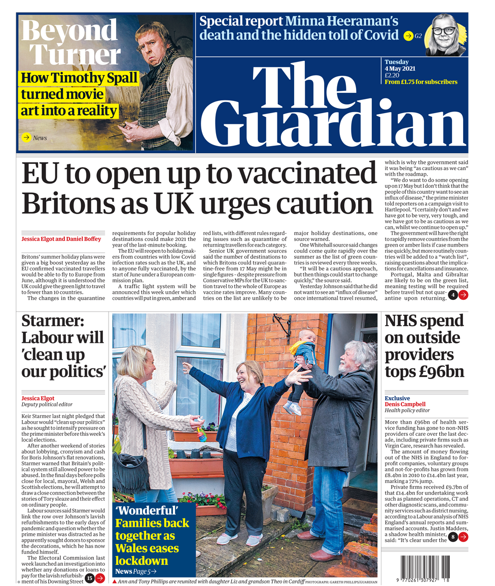 Guardian front page