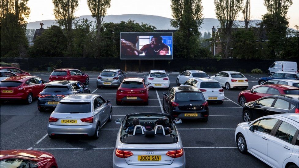 A drive-in cinema at the Devenish Complex in Belfast