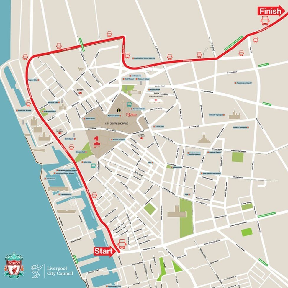 Liverpool FC victory parade route