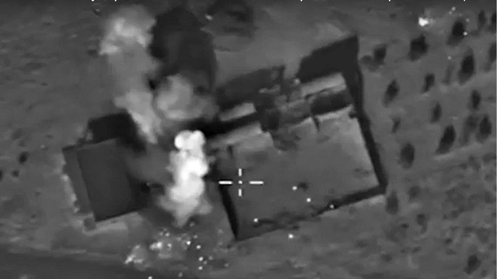 Frame grab of Russian air strike in Syria, released by Russian defence ministry (11 October)