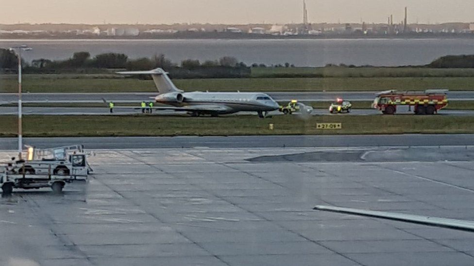 Liverpool John Lennon Airport Private plane overshoots runway