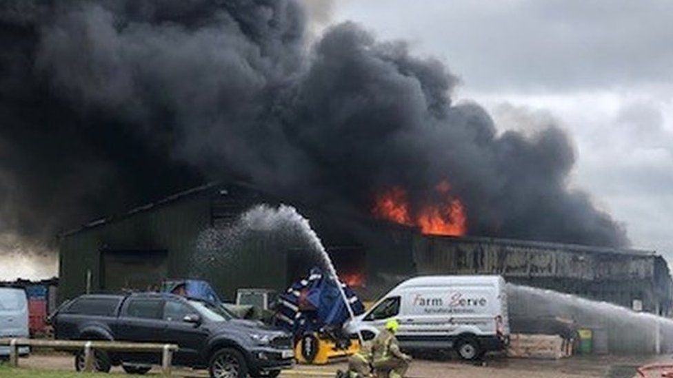 Fire at recycling centre in Cople Road, Cardington