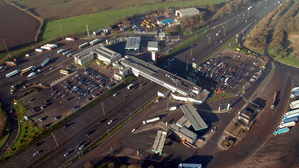 A view of Leicester Forest East service station from above