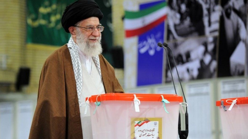 Supreme Leader Ayatollah Ali Khamenei speaks after voting