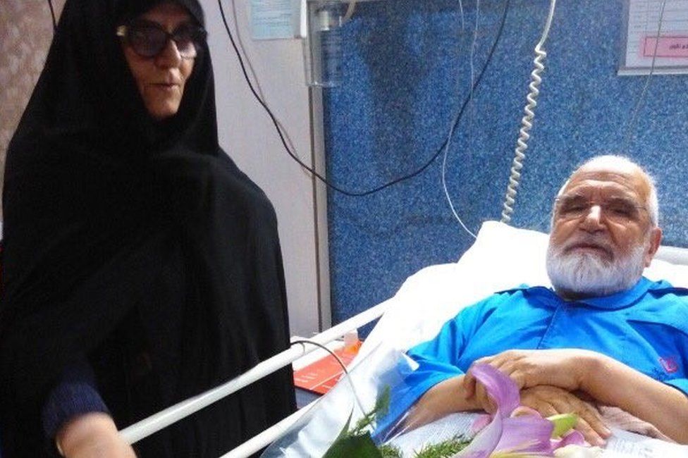 Photo posted on Twitter by Mohammad Karroubi showing his father in hospital on 6 August 2017