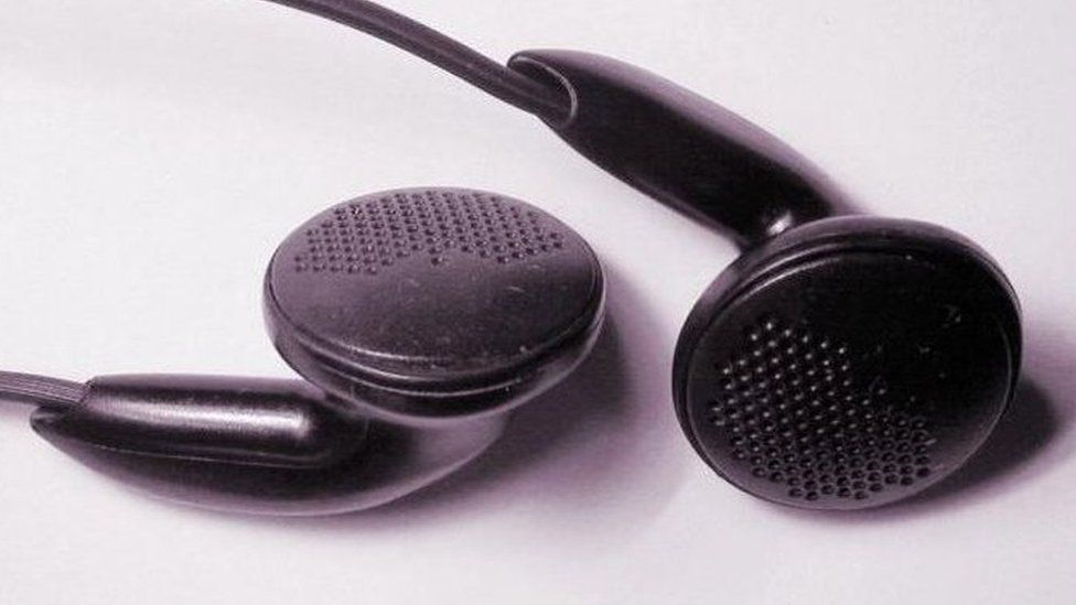 A pair of black headphones