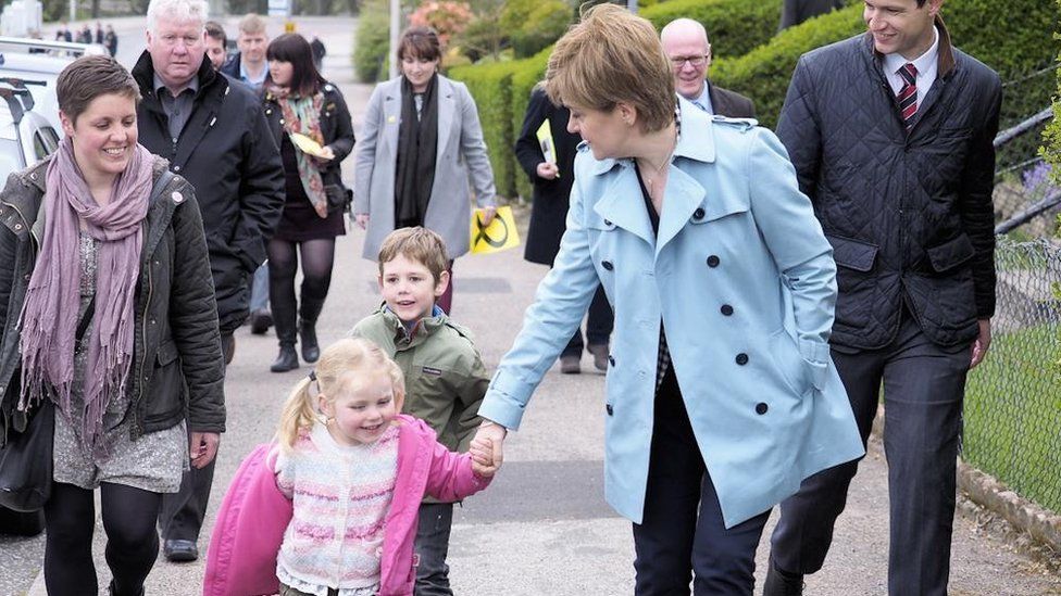Kirsty Blackman (left) and her children on the campaign with Nicola Sturgeon, in the lead up to the general election in 2017