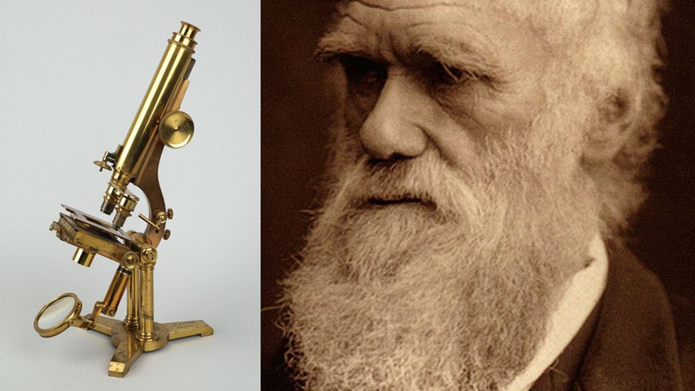 The collection includes a microscope owned by naturalist Charles Darwin, author of evolutionary theory cornerstone On the Origin of Species (1859)