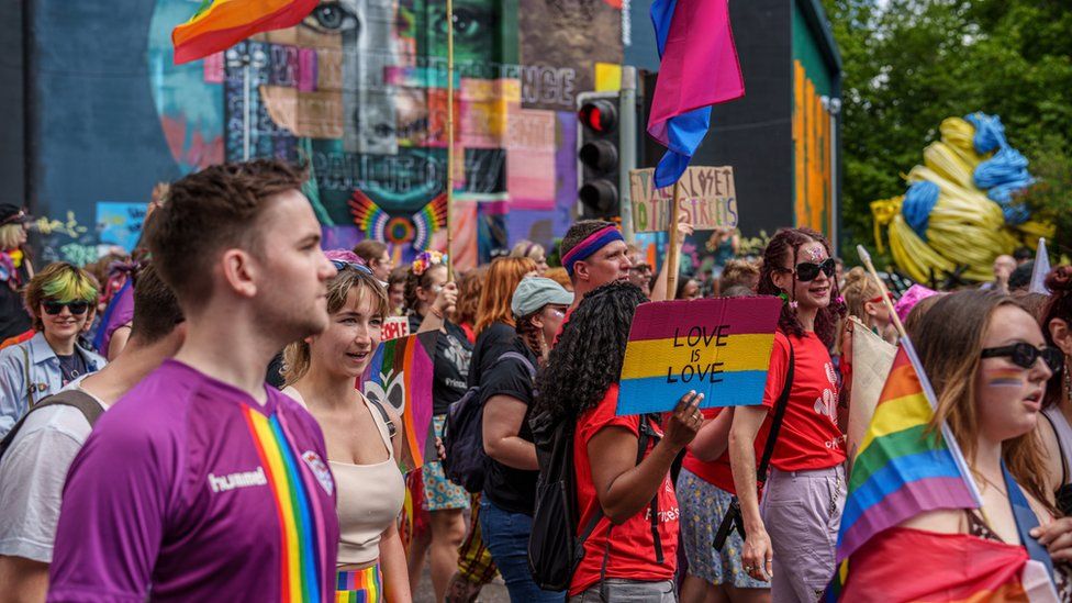 The parade marching