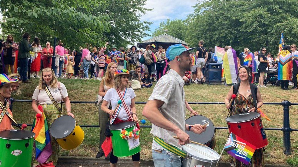 Drummers at Bristol Pride festival