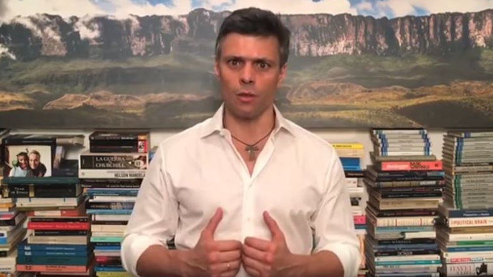Leopoldo López speaking from his home in a video posted on 26 July 2017