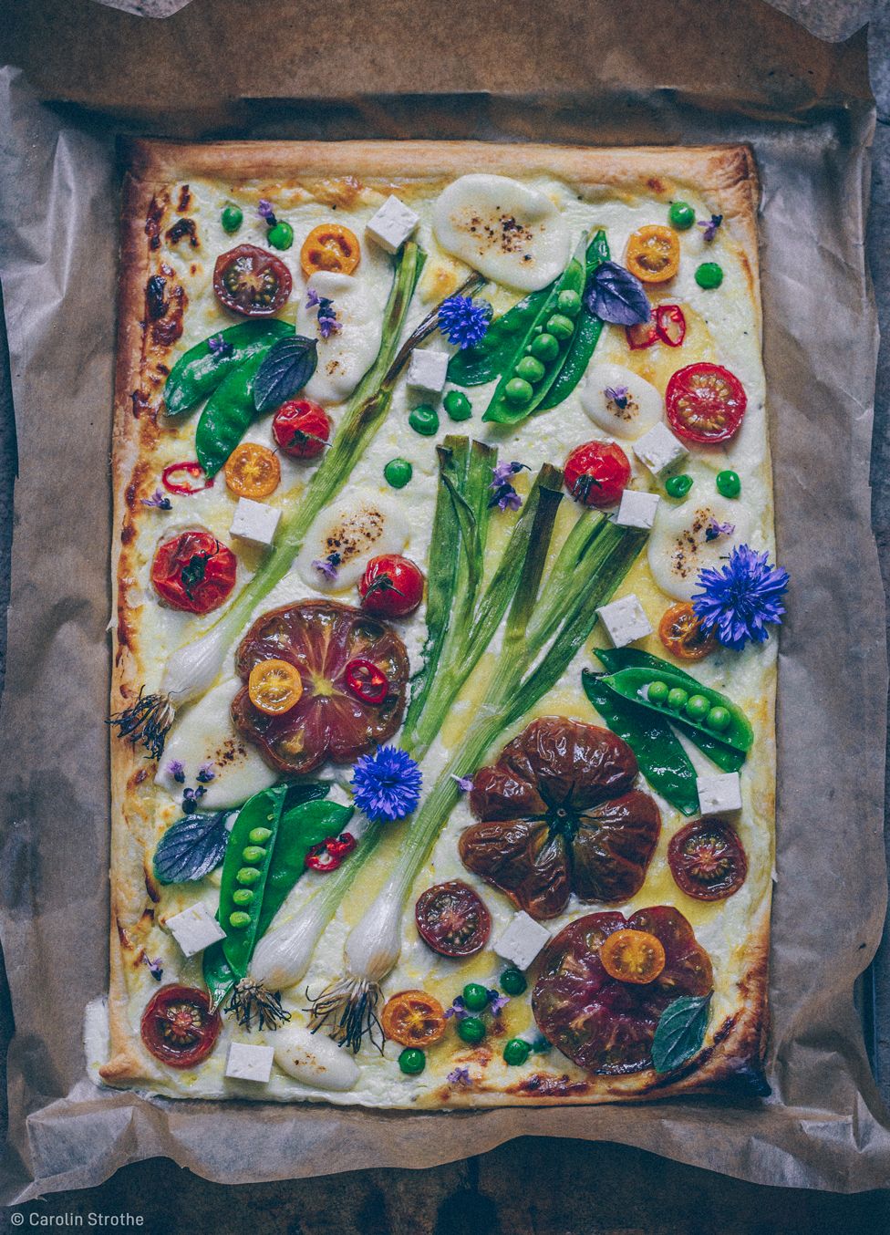 Colourful vegetable tart