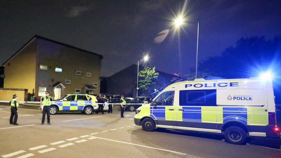 Police officers at crime scene